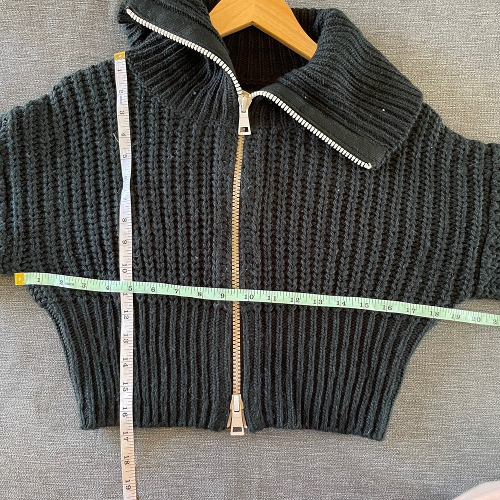 Urban Outfitters UO Sunny Collared Zip-Up Cardigan‎ Size XS Black Long Sleeve - Picture 7 of 8